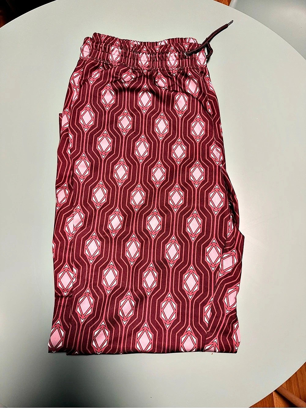 INC International Concepts Men's Geometric Pants XXL Burgundy Pink Abstract